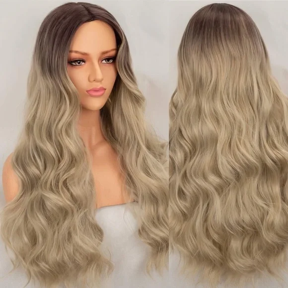 Marie 22” ASH BROWN OMBRÉ BODYWAVE MIDDLE PART Wig - Picture 1 of 7